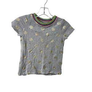 Mini Boden Polka Dots T-shirt Gray Gold Girl’s Size 5-6Y